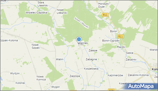 mapa Walimek, Walimek gmina Stara Kornica na mapie Targeo